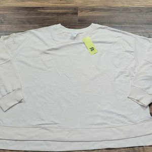 Women's Ivory All In Motion Sweatshirt French Terry Crew Sweatshirt W/Thumbholes